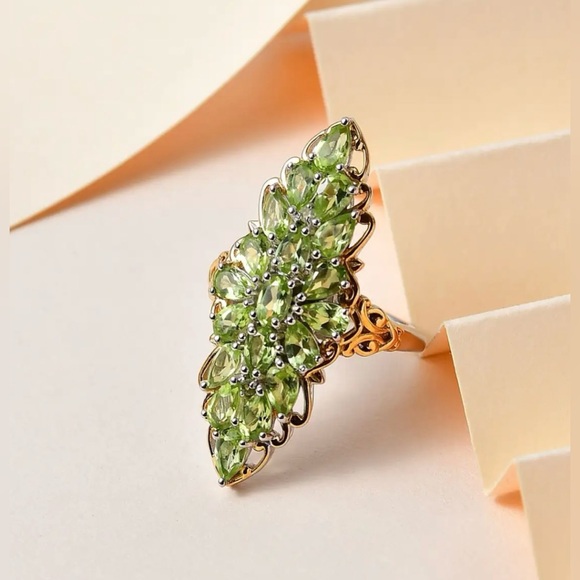 Jewelry - SOLD - Peridot In Platinum Plated Sterling Silver & Gold Vermeil - SOLD